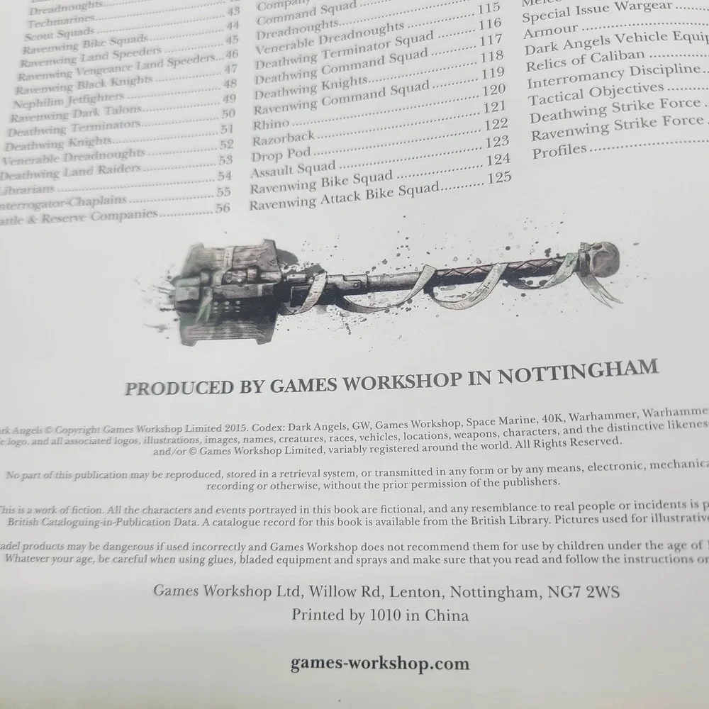 Codex: Adeptus‎ Astartes Dark Angels Hardcover Warhammer 40K Games Workshop 2015